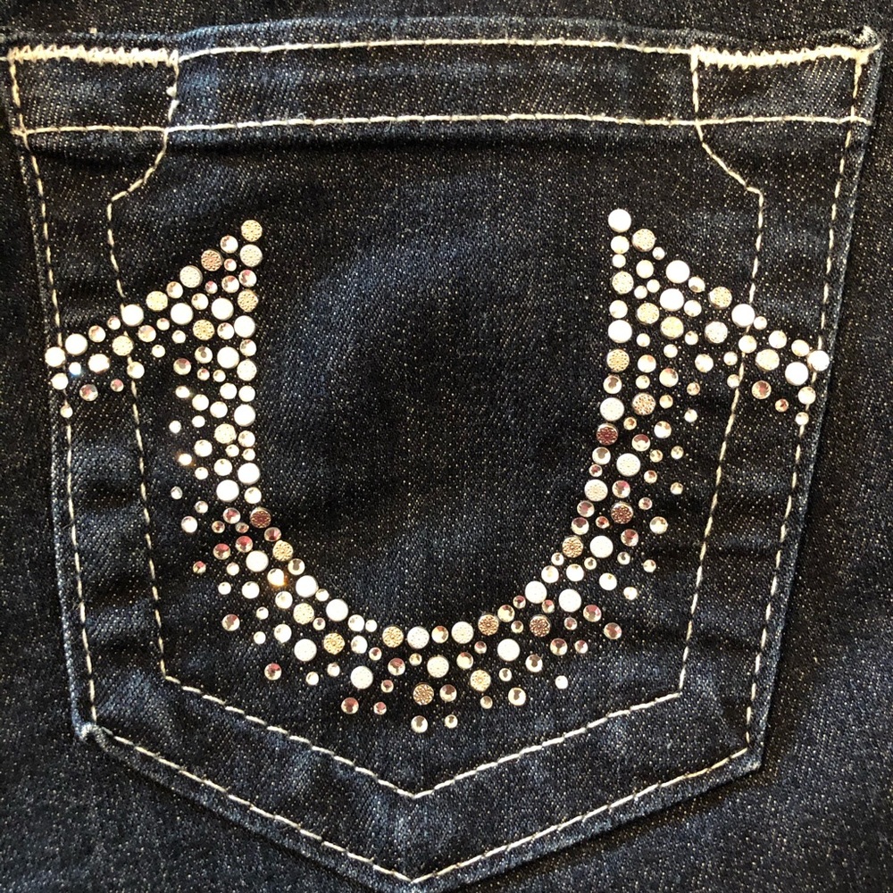 True Religion Dark Denim Crystal Pocket Jeans, 31